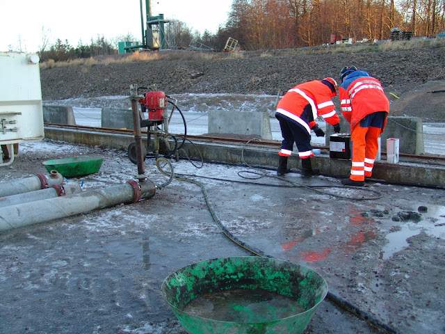 Halandsåsen Malmø, Sverige 2009 - test av injeksjonsmasse for bruk i jernbanetunnel