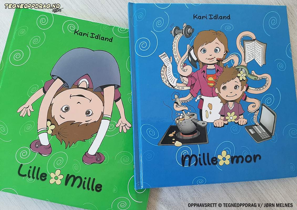 Bokillustrasjon: LIlle Mille og Mille-mor av Kari Idland. Illustrasjoner: Jørn Melnes